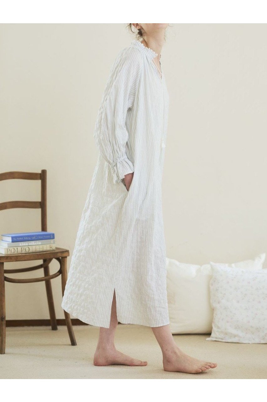 【ナナデコール/nanadecor】のユーカリストライプタッセルワンピース 人気、トレンドファッション・服の通販 founy(ファニー) 　ファッション　Fashion　レディースファッション　WOMEN　ワンピース　Dress　チュニック　Tunic　ギャザー　Gather　サマー　Summer　ストライプ　Stripe　タッセル　Tassel　チュニック　Tunic　フェミニン　Feminine　フリル　Frills　ロング　Long　NEW・新作・新着・新入荷　New Arrivals　other-6|ID: prp329100004570174 ipo3291000000032335737