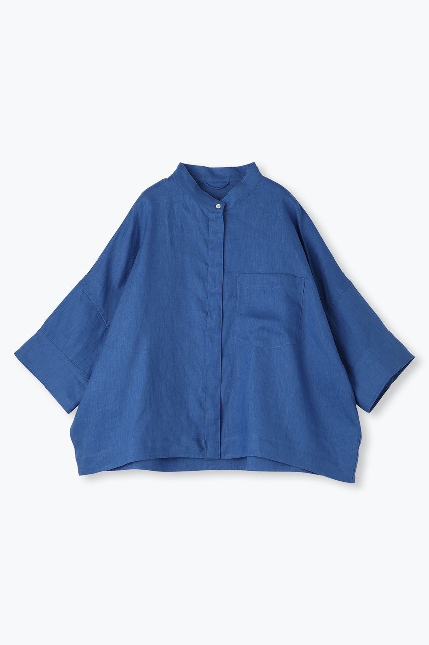 【レリル/lelill】のリネンワイドシャツ インテリア・キッズ・メンズ・レディースファッション・服の通販 founy(ファニー) 　ファッション　Fashion　レディースファッション　Fashion for Women　トップス・カットソー　Cut & Sew Tops　シャツ・ブラウス・オフィスカジュアル　Elegant Blouses & Button-Ups　ショート　Short, Short Length　スリーブ　Sleeve, Long Sleeve / Short Sleeve　リネン　Linen, Linen Fabric　ワイド　Wide, Wide Fit　再入荷　Restock / Back in Stock　夏　Summer　定番　Standard, Basic Item　ブルー|ID: prp329100004571499 ipo3291000000032347136