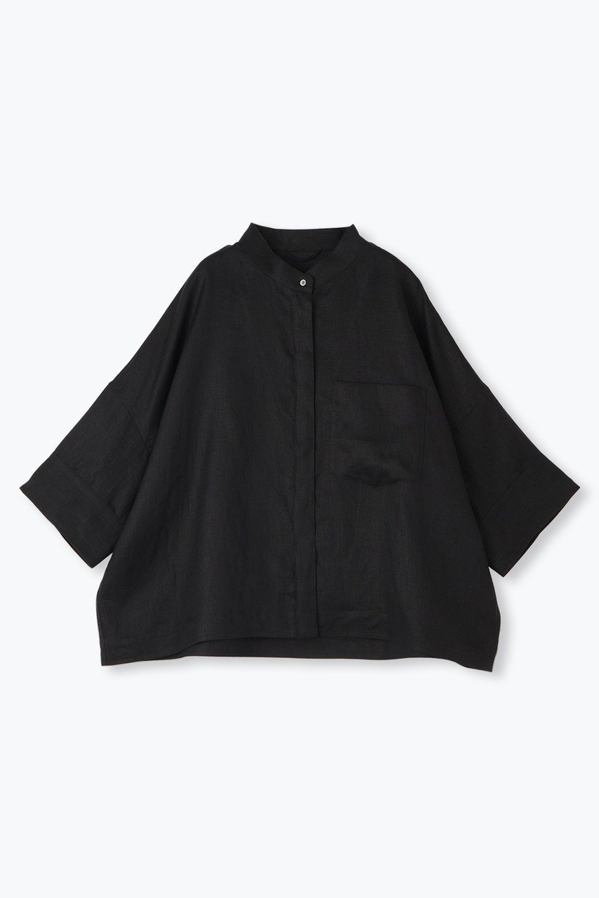 【レリル/lelill】のリネンワイドシャツ インテリア・キッズ・メンズ・レディースファッション・服の通販 founy(ファニー) 　ファッション　Fashion　レディースファッション　Fashion for Women　トップス・カットソー　Cut & Sew Tops　シャツ・ブラウス・オフィスカジュアル　Elegant Blouses & Button-Ups　ショート　Short, Short Length　スリーブ　Sleeve, Long Sleeve / Short Sleeve　リネン　Linen, Linen Fabric　ワイド　Wide, Wide Fit　再入荷　Restock / Back in Stock　夏　Summer　定番　Standard, Basic Item　ブラック|ID: prp329100004571499 ipo3291000000032347137