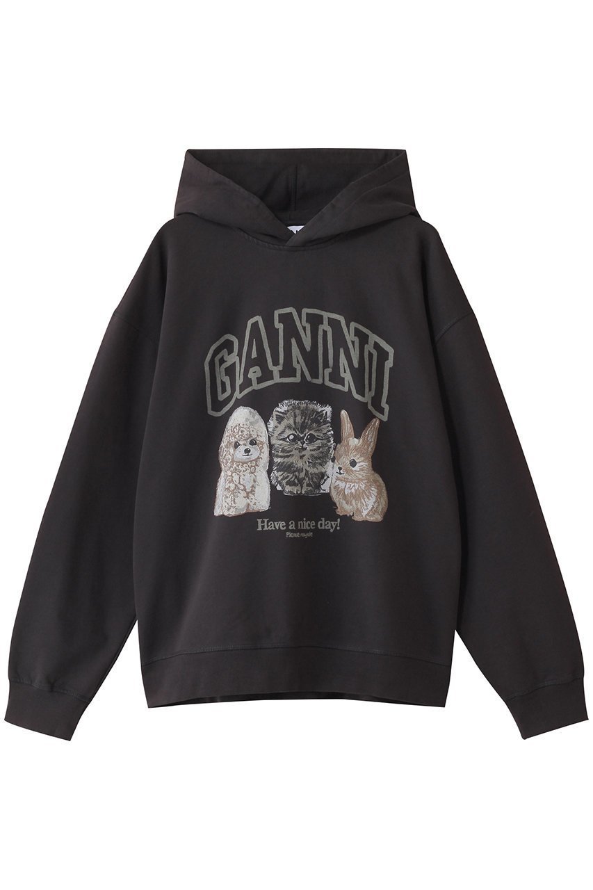 【ガニー/GANNI】のIsoli オーバーサイズ アニマル クロップ フーディー インテリア・キッズ・メンズ・レディースファッション・服の通販 founy(ファニー) 　ファッション　Fashion　レディースファッション　Fashion for Women　トップス・カットソー　Cut & Sew Tops　シャツ・ブラウス・オフィスカジュアル　Elegant Blouses & Button-Ups　レディースパーカー・カジュアルフーディー　Casual Hoodies & Sweatshirts　ロングTシャツ・Tシャツ　Longline T-Shirts & Tees　スウェット・クルーネックトップス　Sweatshirts & Crewnecks / Relaxed Fit Sweat Tops　カットソー・ベーシックTシャツ　Cut-and-Sewn Tops / Stretch Tees & Basics　2025年　2025　2025-2026秋冬・A/W　Autumn/Winter 2025–26 AW25–26　おすすめ　Recommended / Our Picks　アニマル　Animal Print　スラックス　Slacks, Dress Pants　デニム　Denim, Jeans Material　ボトム　Bottoms, Lower Wear　A/W・秋冬　Autumn/Winter　ファントム|ID: prp329100004571509 ipo3291000000032347211