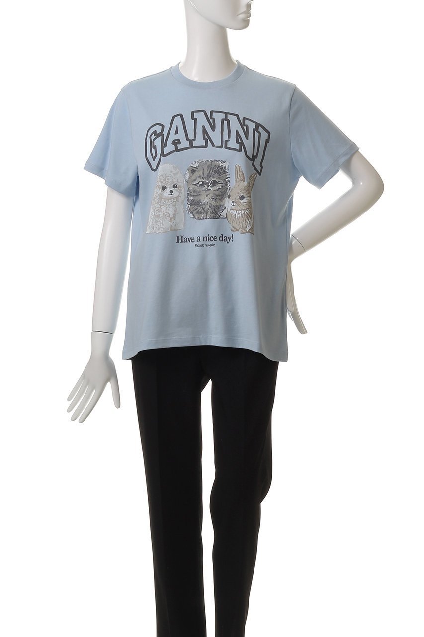 【ガニー/GANNI】のベーシック コットン ジャージー アニマル リラックス Tシャツ 人気、トレンドファッション・服の通販 founy(ファニー) 　ファッション　Fashion　レディースファッション　Fashion for Women　トップス・カットソー　Cut & Sew Tops　シャツ・ブラウス・オフィスカジュアル　Elegant Blouses & Button-Ups　ロングTシャツ・Tシャツ　Longline T-Shirts & Tees　カットソー・ベーシックTシャツ　Cut-and-Sewn Tops / Stretch Tees & Basics　2025年　2025　2025-2026秋冬・A/W　Autumn/Winter 2025–26 AW25–26　アニマル　Animal Print　ショート　Short, Short Length　スリーブ　Sleeve, Long Sleeve / Short Sleeve　プリント　Print, Printed Pattern　ベーシック　Basic, Essential　リラックス　Relax, Relaxed Fit　A/W・秋冬　Autumn/Winter　other-2|ID: prp329100004571510 ipo3291000000032347218