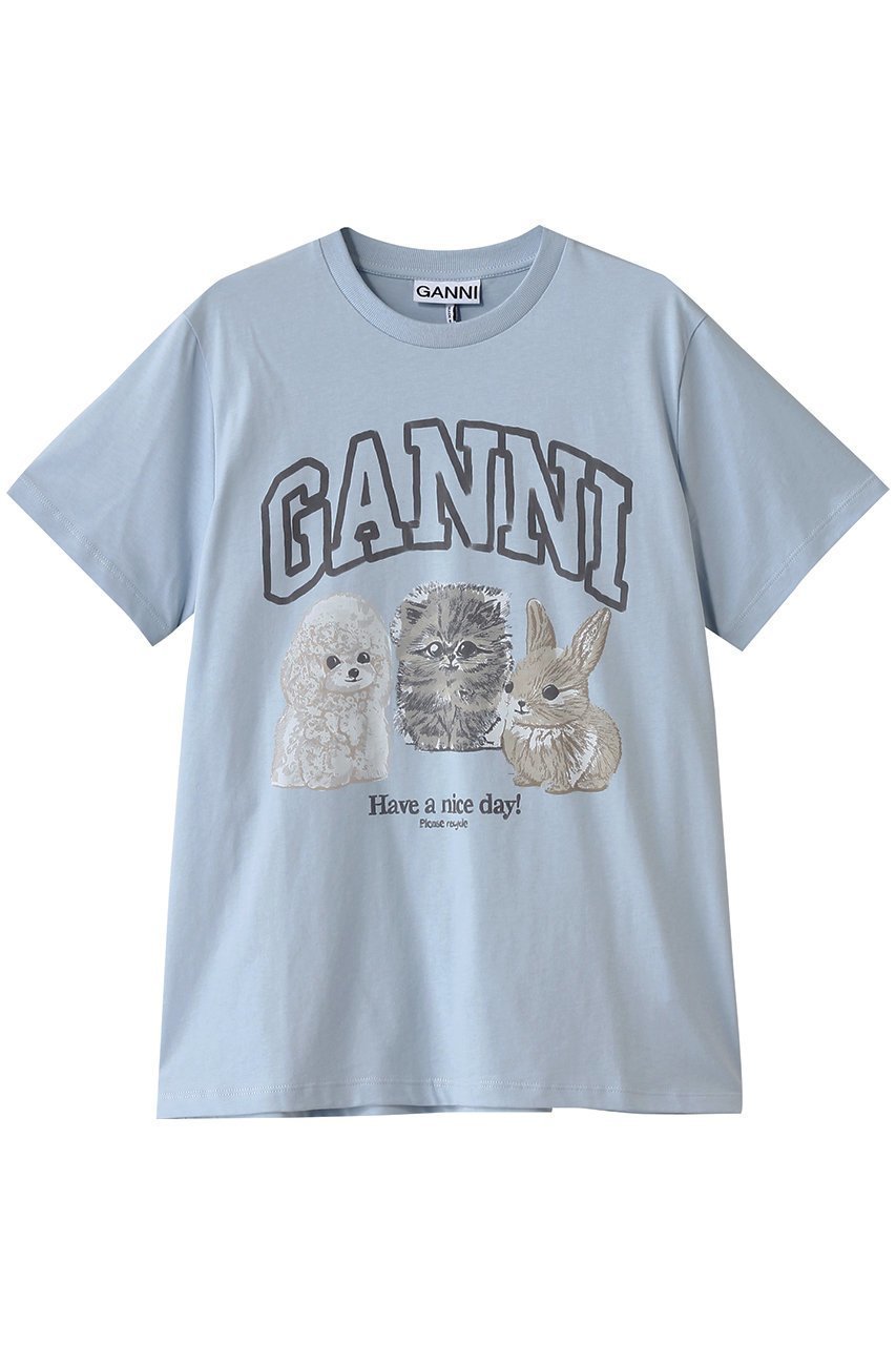 【ガニー/GANNI】のベーシック コットン ジャージー アニマル リラックス Tシャツ インテリア・キッズ・メンズ・レディースファッション・服の通販 founy(ファニー) ファッション Fashion レディースファッション Fashion for Women トップス・カットソー Cut & Sew Tops シャツ・ブラウス・オフィスカジュアル Elegant Blouses & Button-Ups ロングTシャツ・Tシャツ Longline T-Shirts & Tees カットソー・ベーシックTシャツ Cut-and-Sewn Tops / Stretch Tees & Basics アニマル Animal Print ショート Short, Short Length スリーブ Sleeve, Long Sleeve / Short Sleeve プリント Print, Printed Pattern ベーシック Basic, Essential リラックス Relax, Relaxed Fit シャンブレーブルー|ID: prp329100004571510 ipo3291000000035789954