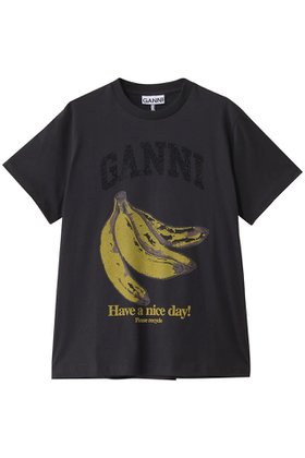 【ガニー/GANNI】のベーシック コットン ジャージー バナナ リラックス Tシャツ 人気、トレンドファッション・服の通販 founy(ファニー) ファッション Fashion レディースファッション Fashion for Women トップス・カットソー Cut & Sew Tops シャツ・ブラウス・オフィスカジュアル Elegant Blouses & Button-Ups ロングTシャツ・Tシャツ Longline T-Shirts & Tees カットソー・ベーシックTシャツ Cut-and-Sewn Tops / Stretch Tees & Basics ショート Short, Short Length スリーブ Sleeve, Long Sleeve / Short Sleeve プリント Print, Printed Pattern ベーシック Basic, Essential モチーフ Motif, Design Theme リラックス Relax, Relaxed Fit 定番 Standard, Basic Item 無地 Plain, Solid Color |ID:prp329100004571511