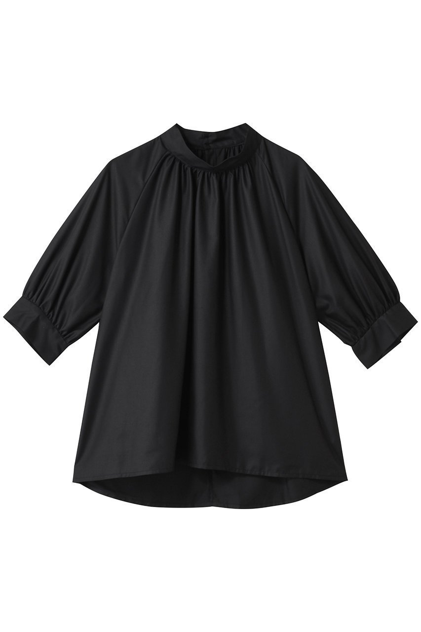 【ミディウミソリッド/MIDIUMISOLID】のh/neck gathered blouse.S ブラウス インテリア・キッズ・メンズ・レディースファッション・服の通販 founy(ファニー) 　ファッション　Fashion　レディースファッション　WOMEN　トップス・カットソー　Tops/Tshirt　シャツ/ブラウス　Shirts/Blouses　ショート　Short　シンプル　Simple　ジャケット　Jacket　スリーブ　Sleeve　ハイネック　High Neck　パーティ　Party　NEW・新作・新着・新入荷　New Arrivals　black|ID: prp329100004571534 ipo3291000000032347435