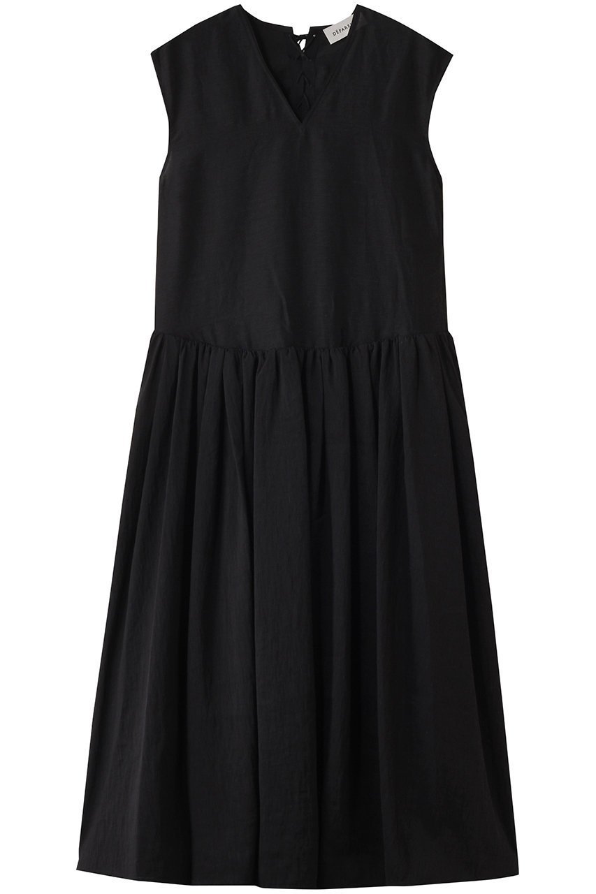 【デパリエ/DEPAREILLE】のウォッシャブルリネンレースアップドレス インテリア・キッズ・メンズ・レディースファッション・服の通販 founy(ファニー) 　ファッション　Fashion　レディースファッション　Fashion for Women　ワンピース　Dresses　フォーマル・パーティードレス・結婚式用ドレス　Elegant & Casual Dresses　チュニック　Tunic Tops & Dresses　ギャザー　Gathered, Ruffled　サマー　Summer, Summer Style　シアー　Sheer, See-Through　チュニック　Tunic, Long Top　パーティ　Party, Party Style　リゾート　Resort, Vacation Style　リネン　Linen, Linen Fabric　リボン　Ribbon, Bow　レース　Lace, Lace Fabric　ロング　Long, Long-Length　ブラック|ID: prp329100004571569 ipo3291000000036082774