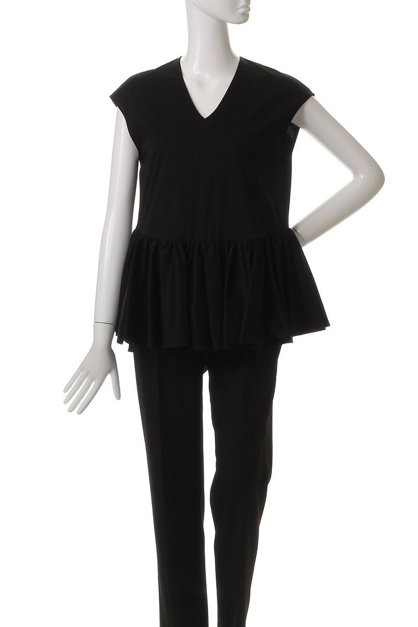 【デパリエ/DEPAREILLE】のコットンノースリーブペプラムトップス 人気、トレンドファッション・服の通販 founy(ファニー) 　ファッション　Fashion　レディースファッション　Fashion for Women　トップス・カットソー　Cut & Sew Tops　キャミソール&ノースリーブ　Camisoles & Sleeveless Tops　シャツ・ブラウス・オフィスカジュアル　Elegant Blouses & Button-Ups　ギャザー　Gathered, Ruffled　ショート　Short, Short Length　スリーブ　Sleeve, Long Sleeve / Short Sleeve　フレア　Flare, Flared　ベスト　Vest, Waistcoat　夏　Summer　other-2|ID: prp329100004571571 ipo3291000000035321100