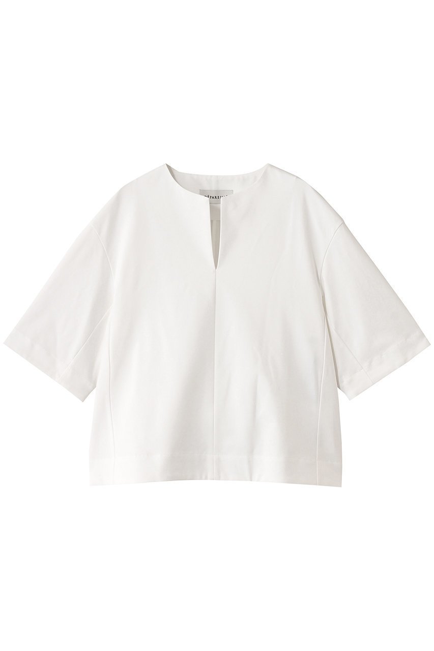 【デパリエ/DEPAREILLE】のコットンストレッチキーネックトップス 人気、トレンドファッション・服の通販 founy(ファニー) 　ファッション　Fashion　レディースファッション　WOMEN　トップス・カットソー　Tops/Tshirt　シャツ/ブラウス　Shirts/Blouses　ショート　Short　シンプル　Simple　ストレッチ　Stretch　スリット　Slit　スリーブ　Sleeve　エレガント 上品　Elegant　NEW・新作・新着・新入荷　New Arrivals　 other-1|ID: prp329100004571573 ipo3291000000032347719