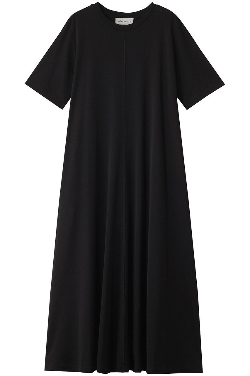 【デパリエ/DEPAREILLE】のスムースジャージーショートスリーブドレス インテリア・キッズ・メンズ・レディースファッション・服の通販 founy(ファニー) 　ファッション　Fashion　レディースファッション　Fashion for Women　ワンピース　Dresses　フォーマル・パーティードレス・結婚式用ドレス　Elegant & Casual Dresses　チュニック　Tunic Tops & Dresses　チュニック　Tunic, Long Top　フレア　Flare, Flared　ロング　Long, Long-Length　ブラック|ID: prp329100004571576 ipo3291000000035700579