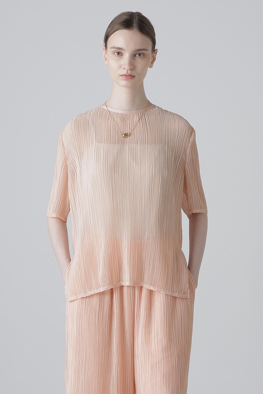 【アドーア/ADORE】のシアーランダムプリーツブラウス 人気、トレンドファッション・服の通販 founy(ファニー) 　ファッション　Fashion　レディースファッション　Fashion for Women　トップス・カットソー　Cut & Sew Tops　シャツ・ブラウス・オフィスカジュアル　Elegant Blouses & Button-Ups　おすすめ　Recommended / Our Picks　インナー　Innerwear　シアー　Sheer, See-Through　シフォン　Chiffon, Lightweight Fabric　ショート　Short, Short Length　シンプル　Simple, Minimal　ジャケット　Jacket, Outerwear　スリーブ　Sleeve, Long Sleeve / Short Sleeve　セットアップ　Set-Up, Coordinated Outfit　ドレス　Dress, One-Piece　ノースリーブ　Sleeveless, No-Sleeve　フォルム　Silhouette, Form　プリーツ　Pleats, Pleated　ベーシック　Basic, Essential　ランダム　Random, Irregular　エレガント 上品　Elegant　再入荷　Restock / Back in Stock　other-2|ID: prp329100004571582 ipo3291000000034990568