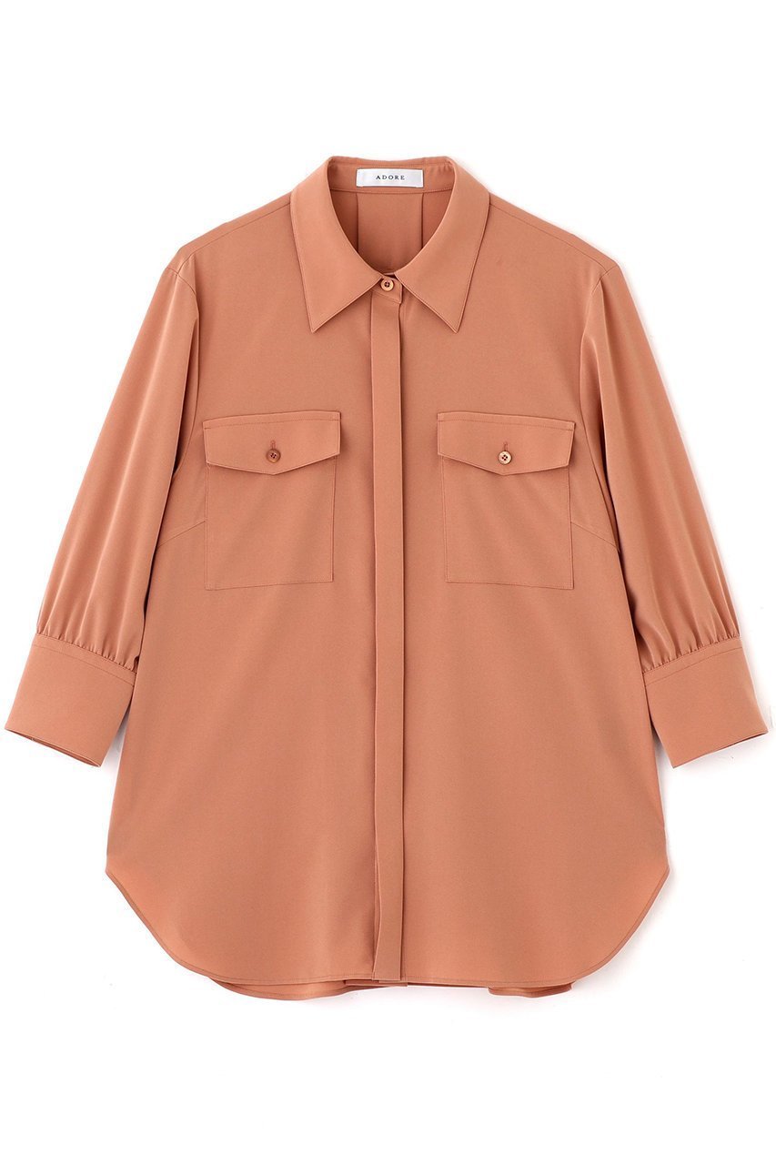 【アドーア/ADORE】のストレッチデシンブラウス インテリア・キッズ・メンズ・レディースファッション・服の通販 founy(ファニー) ファッション Fashion レディースファッション Fashion for Women トップス・カットソー Cut & Sew Tops シャツ・ブラウス・オフィスカジュアル Elegant Blouses & Button-Ups コンパクト Compact, Small Size ストレッチ Stretch, Stretchy Fabric スリーブ Sleeve, Long Sleeve / Short Sleeve ドレープ Drape, Draping Fabric バランス Balance, Style Balance ベーシック Basic, Essential ポケット Pocket, Pocket Detail ロング Long, Long-Length 再入荷 Restock / Back in Stock ピンク|ID: prp329100004571589 ipo3291000000034990580