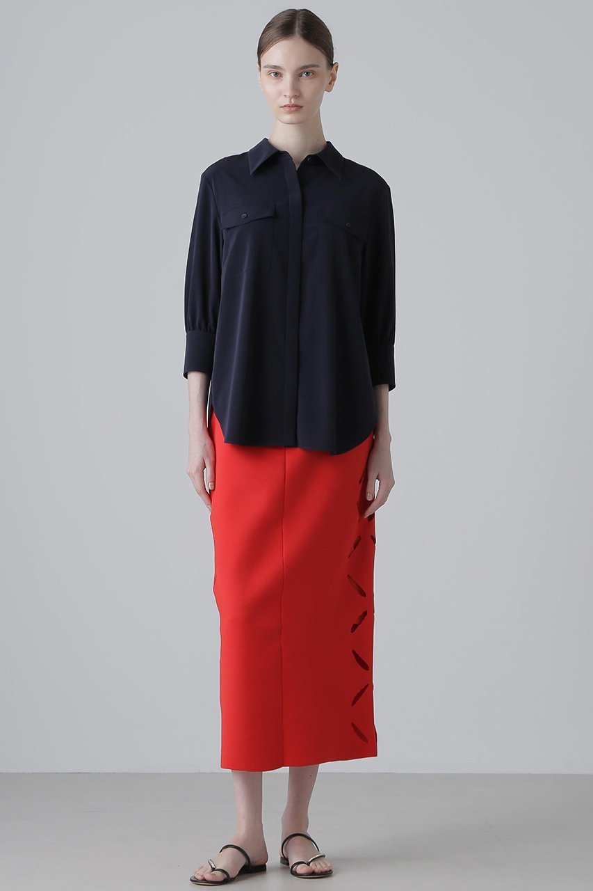 【アドーア/ADORE】のストレッチデシンブラウス 人気、トレンドファッション・服の通販 founy(ファニー) 　ファッション　Fashion　レディースファッション　Fashion for Women　トップス・カットソー　Cut & Sew Tops　シャツ・ブラウス・オフィスカジュアル　Elegant Blouses & Button-Ups　コンパクト　Compact, Small Size　ストレッチ　Stretch, Stretchy Fabric　スリーブ　Sleeve, Long Sleeve / Short Sleeve　ドレープ　Drape, Draping Fabric　バランス　Balance, Style Balance　ベーシック　Basic, Essential　ポケット　Pocket, Pocket Detail　ロング　Long, Long-Length　other-3|ID: prp329100004571589 ipo3291000000035482875