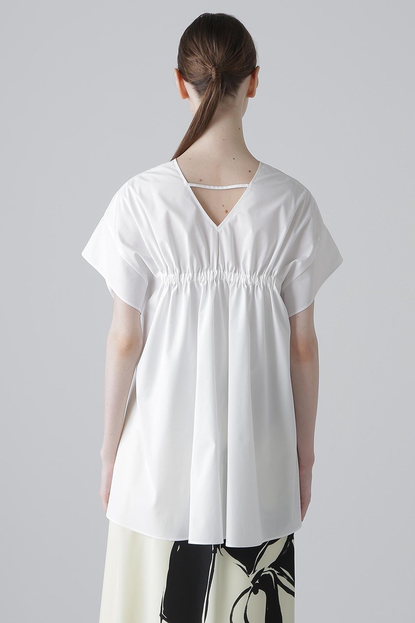 【アドーア/ADORE】のタンブラーローンブラウス 人気、トレンドファッション・服の通販 founy(ファニー) 　ファッション　Fashion　レディースファッション　Fashion for Women　トップス・カットソー　Cut & Sew Tops　シャツ・ブラウス・オフィスカジュアル　Elegant Blouses & Button-Ups　ギャザー　Gathered, Ruffled　コンパクト　Compact, Small Size　ショート　Short, Short Length　スリーブ　Sleeve, Long Sleeve / Short Sleeve　デニム　Denim, Jeans Material　ビンテージ　Vintage, Retro Style　フレア　Flare, Flared　ブロード　Broadcloth, Fine Cotton　リボン　Ribbon, Bow　再入荷　Restock / Back in Stock　other-5|ID: prp329100004571591 ipo3291000000035718142