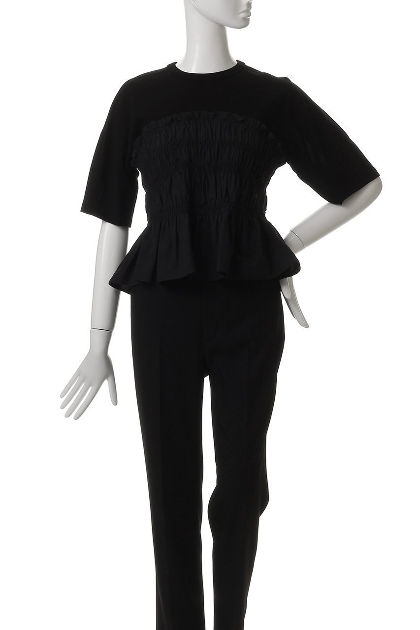 【マルティニーク/martinique】のシャーリングコンビプルオーバー 人気、トレンドファッション・服の通販 founy(ファニー) 　ファッション　Fashion　レディースファッション　Fashion for Women　トップス・カットソー　Cut & Sew Tops　シャツ・ブラウス・オフィスカジュアル　Elegant Blouses & Button-Ups　ロングTシャツ・Tシャツ　Longline T-Shirts & Tees　カジュアルプルオーバー・ニットトップス　Pullovers & Knit Tops / Casual Pullovers　カットソー・ベーシックTシャツ　Cut-and-Sewn Tops / Stretch Tees & Basics　シャーリング　Shirring, Ruched　ショート　Short, Short Length　スリーブ　Sleeve, Long Sleeve / Short Sleeve　センター　Center, Center Line　デニム　Denim, Jeans Material　トレンド　Trend, Trending Now　ボトム　Bottoms, Lower Wear　other-2|ID: prp329100004571596 ipo3291000000035700641