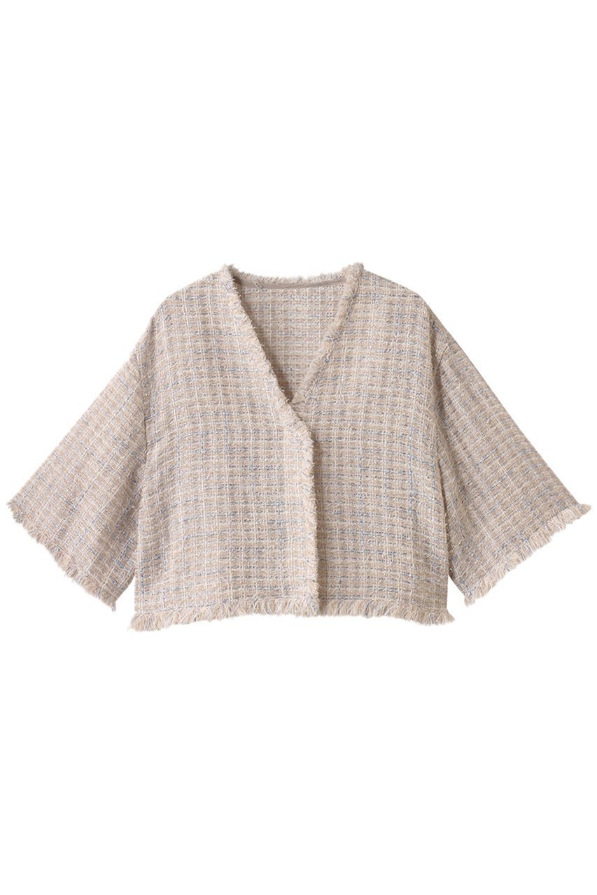 【マルティニーク/martinique】のツイードブラウスジャケット インテリア・キッズ・メンズ・レディースファッション・服の通販 founy(ファニー) 　ファッション　Fashion　レディースファッション　Fashion for Women　アウター　Coat / Outerwear Collection　レディースジャケット・軽アウター　Jackets　ショート　Short, Short Length　ジャケット　Jacket, Outerwear　スリーブ　Sleeve, Long Sleeve / Short Sleeve　ツイード　Twill, Twill Weave　デニム　Denim, Jeans Material　バランス　Balance, Style Balance　フリンジ　Fringe, Tassel　フレア　Flare, Flared　オフ|ID: prp329100004571605 ipo3291000000036082739