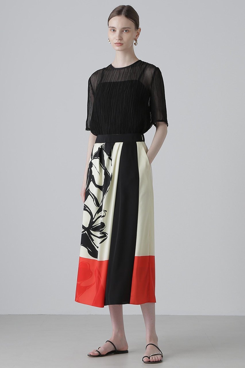 【アドーア/ADORE】のカラーオーバーレイプリントスカート 人気、トレンドファッション・服の通販 founy(ファニー) 　ファッション　Fashion　レディースファッション　Fashion for Women　スカート　Skirts　ロングスカート　Long Skirts / Maxi & Midi Skirts　イエロー　Yellow　パウダー　Powder, Soft Tone　プリント　Print, Printed Pattern　モチーフ　Motif, Design Theme　ロング　Long, Long-Length　再入荷　Restock / Back in Stock　other-2|ID: prp329100004571629 ipo3291000000032769251