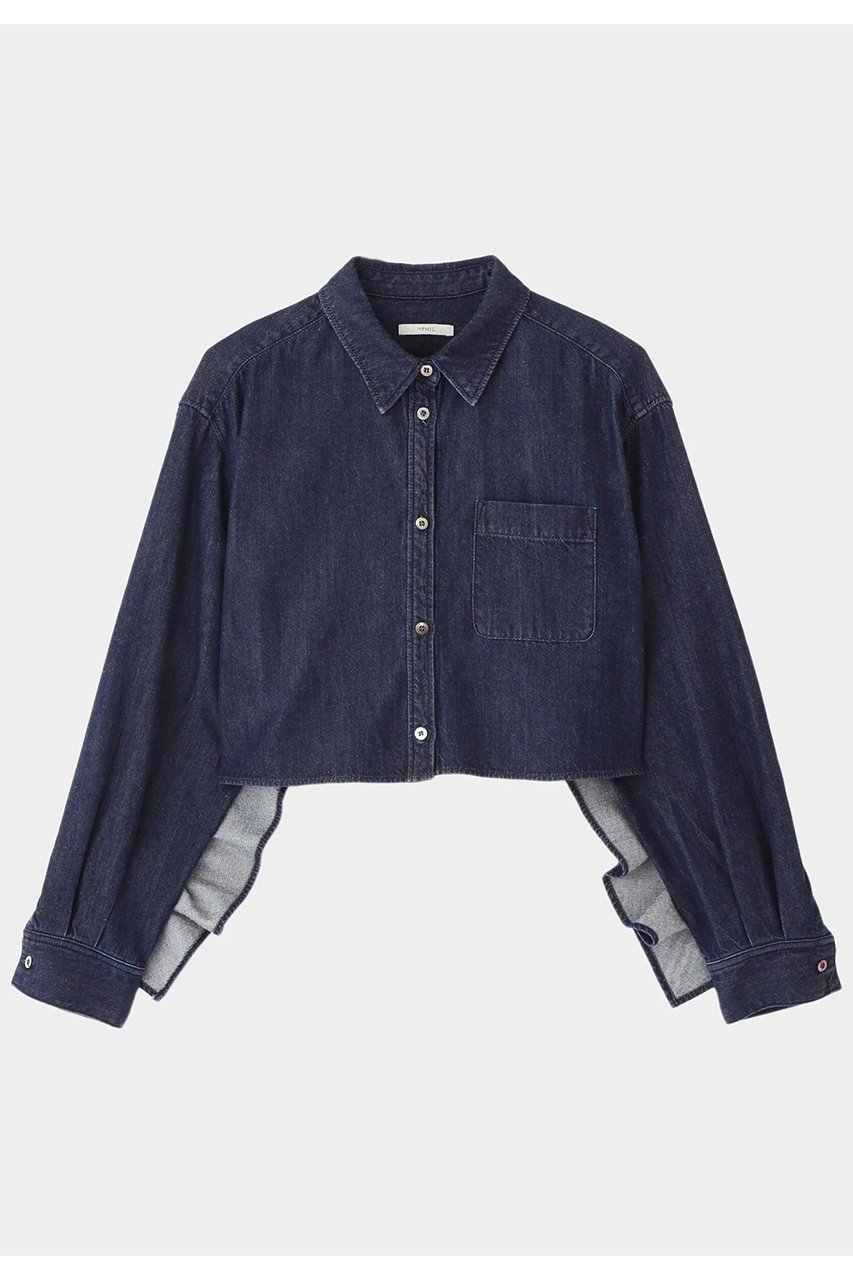 【ル フィル/LE PHIL】のライトデニムブラウス インテリア・キッズ・メンズ・レディースファッション・服の通販 founy(ファニー) 　ファッション　Fashion　レディースファッション　WOMEN　トップス・カットソー　Tops/Tshirt　シャツ/ブラウス　Shirts/Blouses　インディゴ　Indigo　コンパクト　Compact　ショート　Short　シンプル　Simple　スタンダード　Standard　スリーブ　Sleeve　セットアップ　Set Up　デニム　Denim　トレンド　Trend　ドレープ　Drape　フェミニン　Feminine　フリル　Frills　フロント　Front　ロング　Long　NEW・新作・新着・新入荷　New Arrivals　ネイビー|ID: prp329100004571632 ipo3291000000032348135