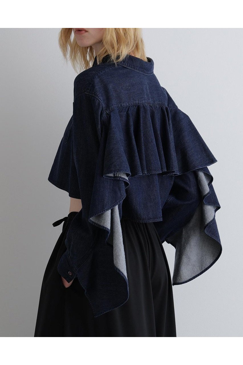 【ル フィル/LE PHIL】のライトデニムブラウス 人気、トレンドファッション・服の通販 founy(ファニー) 　ファッション　Fashion　レディースファッション　WOMEN　トップス・カットソー　Tops/Tshirt　シャツ/ブラウス　Shirts/Blouses　インディゴ　Indigo　コンパクト　Compact　ショート　Short　シンプル　Simple　スタンダード　Standard　スリーブ　Sleeve　セットアップ　Set Up　デニム　Denim　トレンド　Trend　ドレープ　Drape　フェミニン　Feminine　フリル　Frills　フロント　Front　ロング　Long　NEW・新作・新着・新入荷　New Arrivals　other-2|ID: prp329100004571632 ipo3291000000032348136