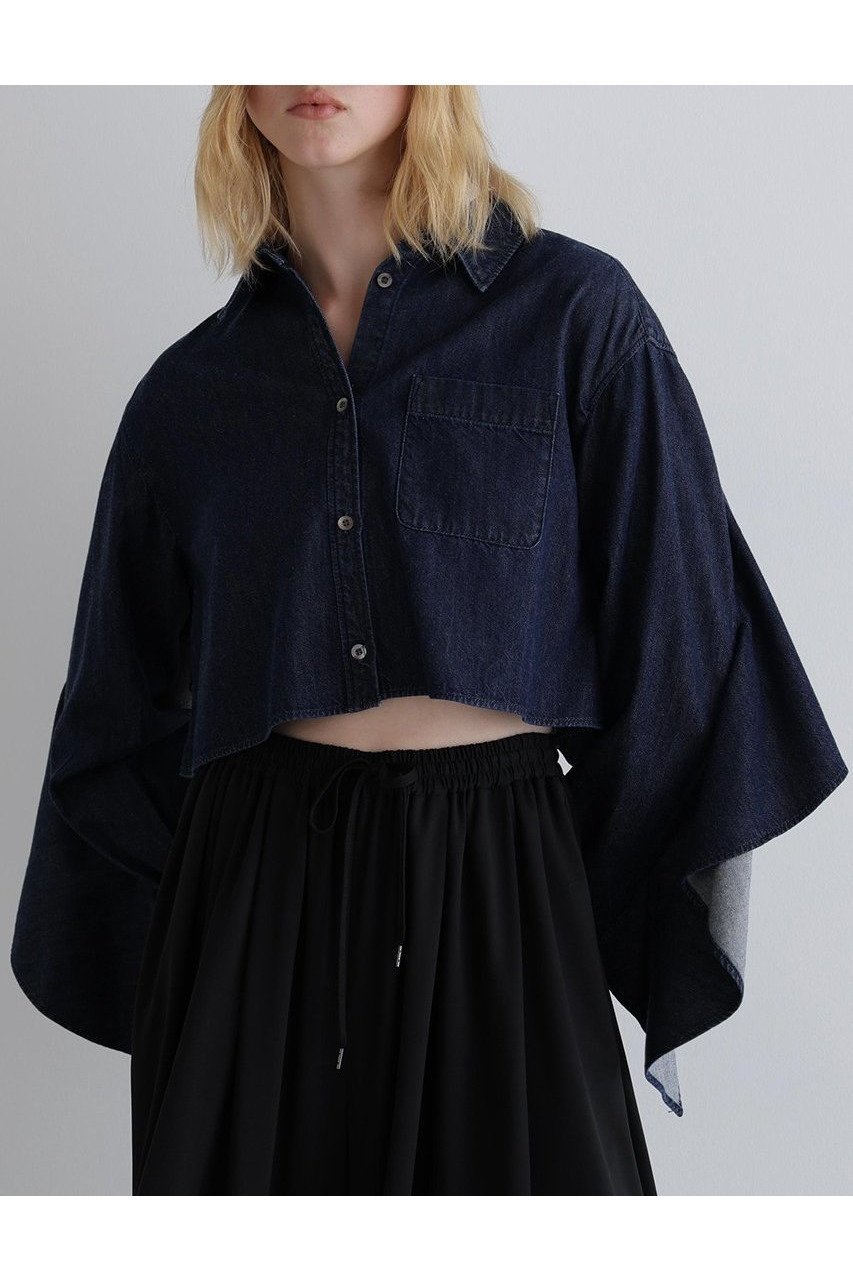 【ル フィル/LE PHIL】のライトデニムブラウス 人気、トレンドファッション・服の通販 founy(ファニー) 　ファッション　Fashion　レディースファッション　WOMEN　トップス・カットソー　Tops/Tshirt　シャツ/ブラウス　Shirts/Blouses　インディゴ　Indigo　コンパクト　Compact　ショート　Short　シンプル　Simple　スタンダード　Standard　スリーブ　Sleeve　セットアップ　Set Up　デニム　Denim　トレンド　Trend　ドレープ　Drape　フェミニン　Feminine　フリル　Frills　フロント　Front　ロング　Long　NEW・新作・新着・新入荷　New Arrivals　other-4|ID: prp329100004571632 ipo3291000000032348138