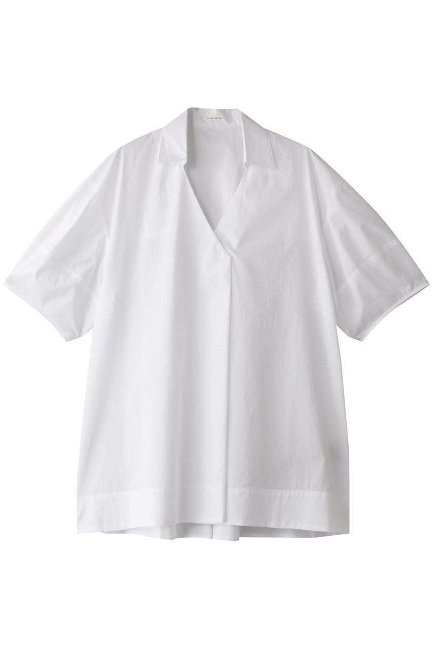 【プレインピープル/PLAIN PEOPLE】のタイプライタースキッパーシャツ インテリア・キッズ・メンズ・レディースファッション・服の通販 founy(ファニー) 　ファッション　Fashion　レディースファッション　Fashion for Women　トップス・カットソー　Cut & Sew Tops　シャツ・ブラウス・オフィスカジュアル　Elegant Blouses & Button-Ups　エレガント 上品　Elegant　ショート　Short, Short Length　スキッパー　Skipper, Open Collar　スリーブ　Sleeve, Long Sleeve / Short Sleeve　タイプライター　Typewriter Fabric, Crisp Cotton　デコルテ　Décolleté, Neckline　ヘムライン　Hemline, Bottom Cut　ホワイト|ID: prp329100004571650 ipo3291000000035560089