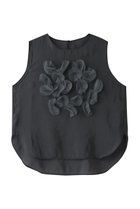 【プレインピープル/PLAIN PEOPLE】のシルキーオーガンジーモチーフブラウス ネイビー|ID:prp329100004571651