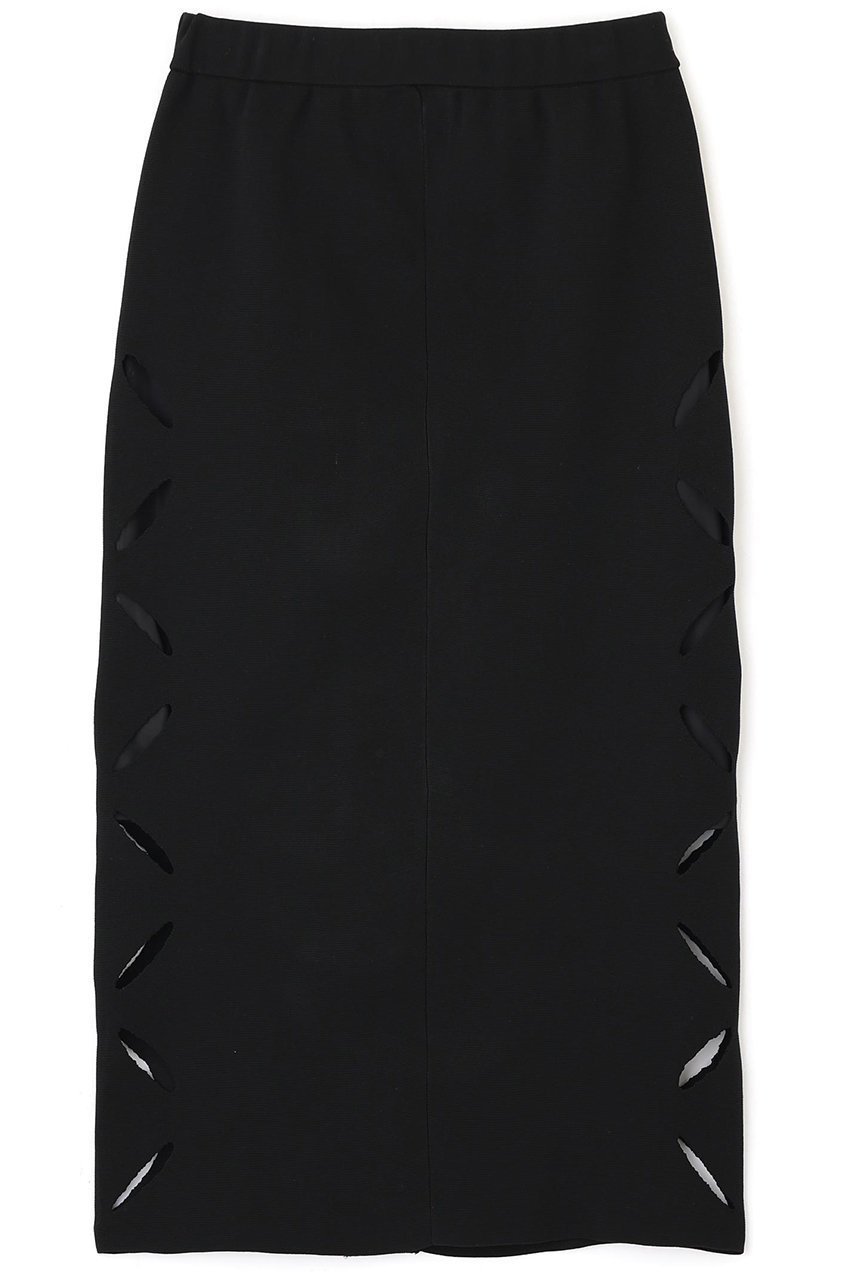 【アドーア/ADORE】のスカシカシパンニットスカート インテリア・キッズ・メンズ・レディースファッション・服の通販 founy(ファニー) 　ファッション　Fashion　レディースファッション　Fashion for Women　スカート　Skirts　ロングスカート　Long Skirts / Maxi & Midi Skirts　オレンジ　Orange　カーディガン　Cardigan, Knitwear　ストレート　Straight, Straight Cut　スリット　Slit, Slit Detail　セットアップ　Set-Up, Coordinated Outfit　センター　Center, Center Line　モチーフ　Motif, Design Theme　ロング　Long, Long-Length　再入荷　Restock / Back in Stock　ブラック|ID: prp329100004571656 ipo3291000000034990493