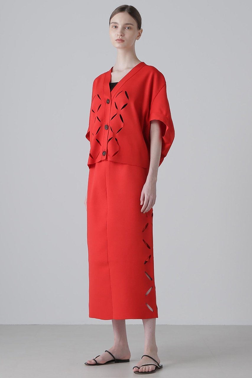 【アドーア/ADORE】のスカシカシパンニットスカート 人気、トレンドファッション・服の通販 founy(ファニー) 　ファッション　Fashion　レディースファッション　Fashion for Women　スカート　Skirts　ロングスカート　Long Skirts / Maxi & Midi Skirts　オレンジ　Orange　カーディガン　Cardigan, Knitwear　ストレート　Straight, Straight Cut　スリット　Slit, Slit Detail　セットアップ　Set-Up, Coordinated Outfit　センター　Center, Center Line　モチーフ　Motif, Design Theme　ロング　Long, Long-Length　再入荷　Restock / Back in Stock　other-2|ID: prp329100004571656 ipo3291000000034990495