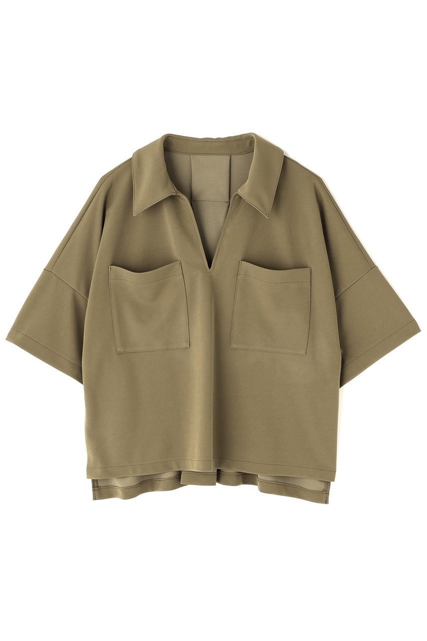 【アドーア/ADORE】のダブルジャージーカットソー インテリア・キッズ・メンズ・レディースファッション・服の通販 founy(ファニー) 　ファッション　Fashion　レディースファッション　Fashion for Women　トップス・カットソー　Cut & Sew Tops　シャツ・ブラウス・オフィスカジュアル　Elegant Blouses & Button-Ups　ロングTシャツ・Tシャツ　Longline T-Shirts & Tees　カットソー・ベーシックTシャツ　Cut-and-Sewn Tops / Stretch Tees & Basics　ショート　Short, Short Length　スリーブ　Sleeve, Long Sleeve / Short Sleeve　セットアップ　Set-Up, Coordinated Outfit　ボックス　Boxy, Box Shape　カーキ|ID: prp329100004571659 ipo3291000000033314117