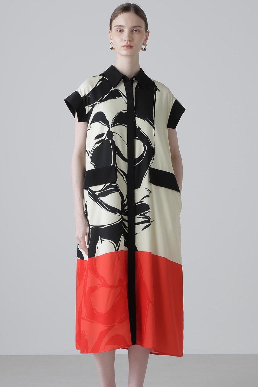 【アドーア/ADORE】のカラーオーバーレイプリントワンピース 人気、トレンドファッション・服の通販 founy(ファニー) 　ファッション　Fashion　レディースファッション　Fashion for Women　ワンピース　Dresses　チュニック　Tunic Tops & Dresses　アシンメトリー　Asymmetrical Style　イエロー　Yellow　チュニック　Tunic, Long Top　パウダー　Powder, Soft Tone　プリント　Print, Printed Pattern　ポケット　Pocket, Pocket Detail　モチーフ　Motif, Design Theme　再入荷　Restock / Back in Stock　other-3|ID: prp329100004571661 ipo3291000000032716108