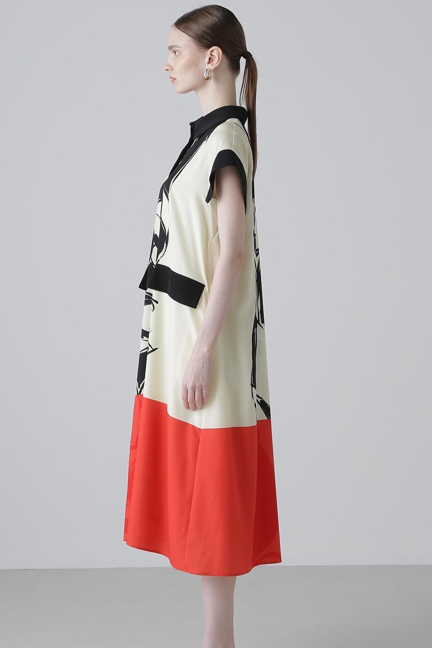 【アドーア/ADORE】のカラーオーバーレイプリントワンピース 人気、トレンドファッション・服の通販 founy(ファニー) 　ファッション　Fashion　レディースファッション　Fashion for Women　ワンピース　Dresses　チュニック　Tunic Tops & Dresses　アシンメトリー　Asymmetrical Style　イエロー　Yellow　チュニック　Tunic, Long Top　パウダー　Powder, Soft Tone　プリント　Print, Printed Pattern　ポケット　Pocket, Pocket Detail　モチーフ　Motif, Design Theme　再入荷　Restock / Back in Stock　other-4|ID: prp329100004571661 ipo3291000000032716110