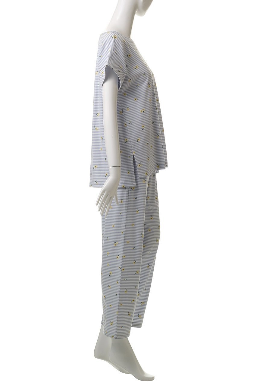 【キッドブルー/KID BLUE】のボーダープチフラワー天竺パジャマ 人気、トレンドファッション・服の通販 founy(ファニー) 　ファッション　Fashion　レディースファッション　WOMEN　お家時間・ステイホーム　Home Time/Stay Home　パジャマ　Pajamas　プリント　Print　ボーダー　Border　リラックス　Relax　定番　Standard　NEW・新作・新着・新入荷　New Arrivals　other-3|ID: prp329100004571683 ipo3291000000032348666