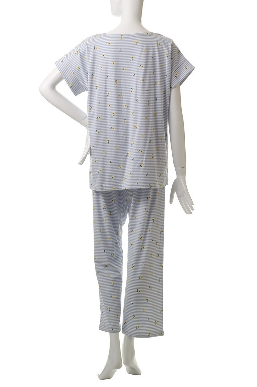【キッドブルー/KID BLUE】のボーダープチフラワー天竺パジャマ 人気、トレンドファッション・服の通販 founy(ファニー) 　ファッション　Fashion　レディースファッション　WOMEN　お家時間・ステイホーム　Home Time/Stay Home　パジャマ　Pajamas　プリント　Print　ボーダー　Border　リラックス　Relax　定番　Standard　NEW・新作・新着・新入荷　New Arrivals　other-4|ID: prp329100004571683 ipo3291000000032348667