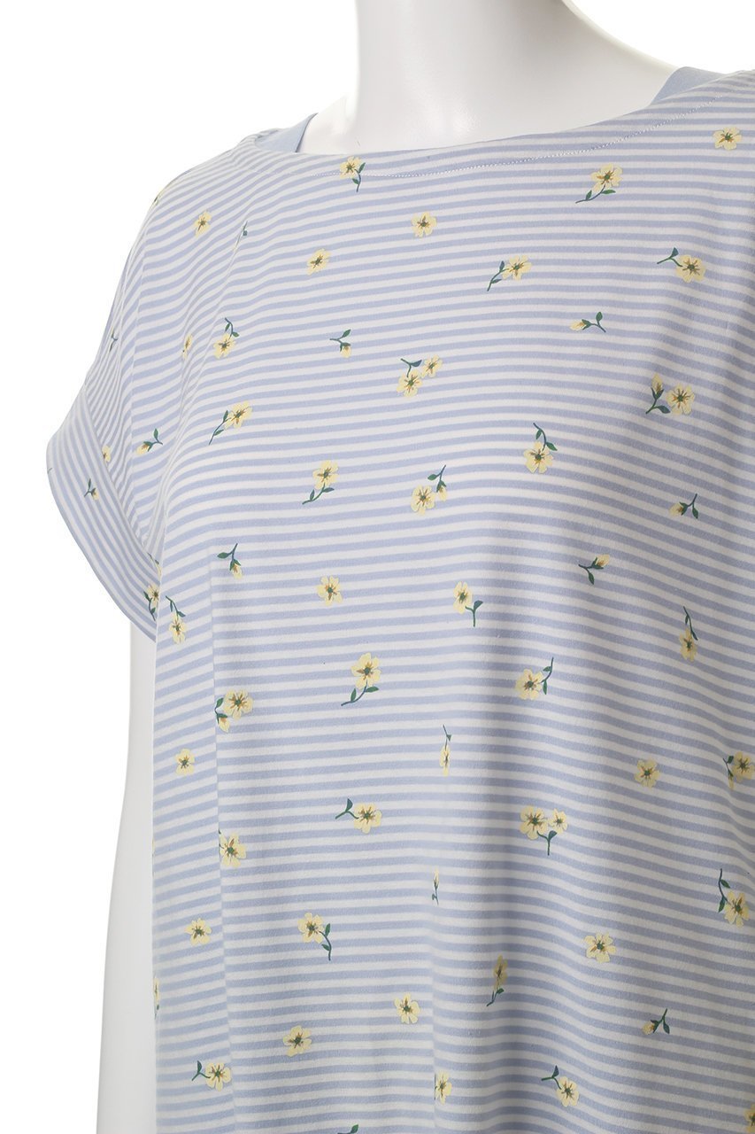 【キッドブルー/KID BLUE】のボーダープチフラワー天竺パジャマ 人気、トレンドファッション・服の通販 founy(ファニー) 　ファッション　Fashion　レディースファッション　WOMEN　お家時間・ステイホーム　Home Time/Stay Home　パジャマ　Pajamas　プリント　Print　ボーダー　Border　リラックス　Relax　定番　Standard　NEW・新作・新着・新入荷　New Arrivals　other-5|ID: prp329100004571683 ipo3291000000032348668