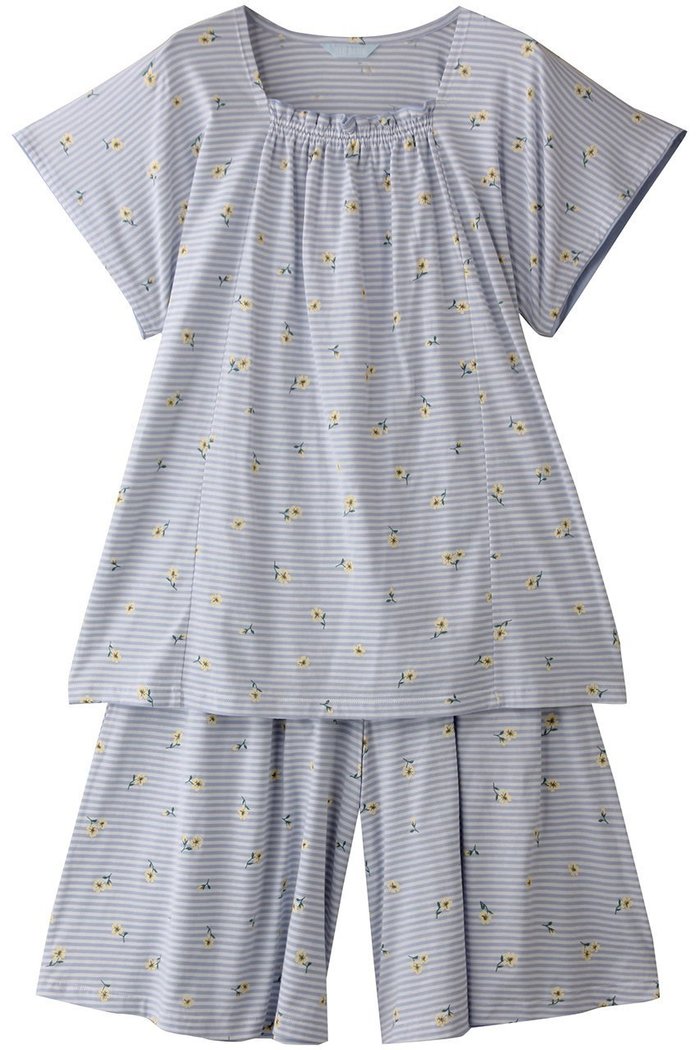 【キッドブルー/KID BLUE】のボーダープチフラワー天竺パジャマ インテリア・キッズ・メンズ・レディースファッション・服の通販 founy(ファニー) https://founy.com/ ファッション Fashion レディースファッション WOMEN パジャマ Pajamas プリント Print ボーダー Border リラックス Relax 夏 Summer NEW・新作・新着・新入荷 New Arrivals |ID: prp329100004571684 ipo3291000000032348670