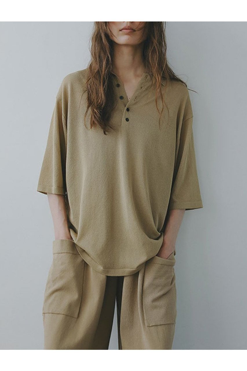 【エトレトウキョウ/ETRE TOKYO】のハーフスリーブニットポロ インテリア・キッズ・メンズ・レディースファッション・服の通販 founy(ファニー) 　ファッション　Fashion　レディースファッション　WOMEN　トップス・カットソー　Tops/Tshirt　ニット　Knit Tops　プルオーバー　Pullover　おすすめ　Recommend　シアー　Sheer　スポーティ　Sporty　トレンド　Trend　NEW・新作・新着・新入荷　New Arrivals　ベージュ|ID: prp329100004572929 ipo3291000000032362620