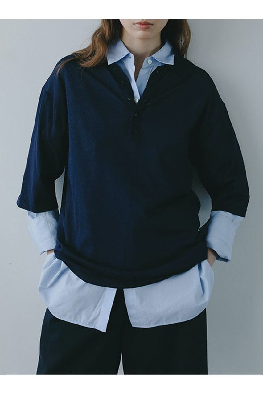 【エトレトウキョウ/ETRE TOKYO】のハーフスリーブニットポロ インテリア・キッズ・メンズ・レディースファッション・服の通販 founy(ファニー) 　ファッション　Fashion　レディースファッション　WOMEN　トップス・カットソー　Tops/Tshirt　ニット　Knit Tops　プルオーバー　Pullover　おすすめ　Recommend　シアー　Sheer　スポーティ　Sporty　トレンド　Trend　NEW・新作・新着・新入荷　New Arrivals　ネイビー|ID: prp329100004572929 ipo3291000000032362621