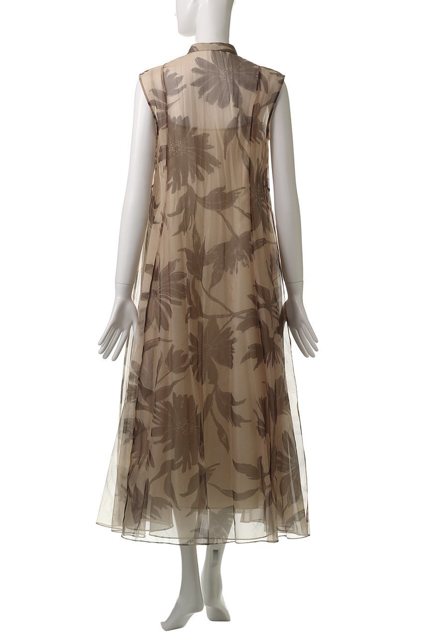 【エブール/ebure】のシックフラワーオーガンジー ノースリーブワンピース 人気、トレンドファッション・服の通販 founy(ファニー) 　ファッション　Fashion　レディースファッション　Fashion for Women　ワンピース　Dresses　チュニック　Tunic Tops & Dresses　おすすめ　Recommended / Our Picks　オーガンジー　Organza Fabric　シアー　Sheer, See-Through　シルク　Silk, 100% Silk　チュニック　Tunic, Long Top　デニム　Denim, Jeans Material　ノースリーブ　Sleeveless, No-Sleeve　プリント　Print, Printed Pattern　other-4|ID: prp329100004572940 ipo3291000000036097467