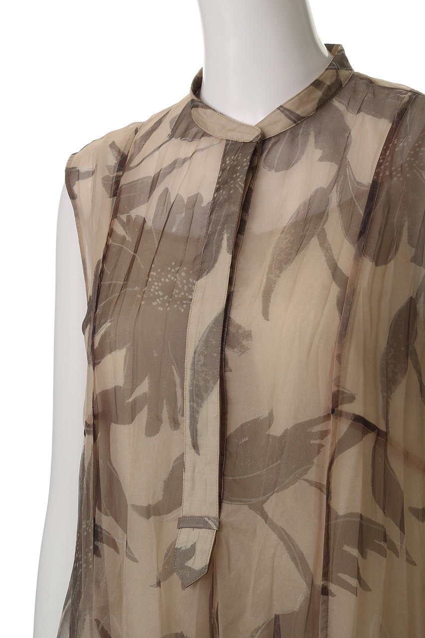 【エブール/ebure】のシックフラワーオーガンジー ノースリーブワンピース 人気、トレンドファッション・服の通販 founy(ファニー) 　ファッション　Fashion　レディースファッション　Fashion for Women　ワンピース　Dresses　チュニック　Tunic Tops & Dresses　おすすめ　Recommended / Our Picks　オーガンジー　Organza Fabric　シアー　Sheer, See-Through　シルク　Silk, 100% Silk　チュニック　Tunic, Long Top　デニム　Denim, Jeans Material　ノースリーブ　Sleeveless, No-Sleeve　プリント　Print, Printed Pattern　other-5|ID: prp329100004572940 ipo3291000000036097468