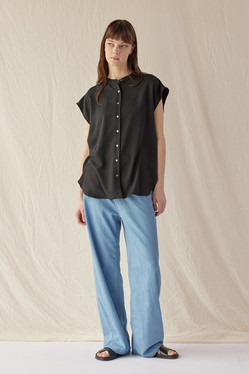 【フローレント/FLORENT】のポリエステル フレンチスリーブ ブラウス 人気、トレンドファッション・服の通販 founy(ファニー) 　ファッション　Fashion　レディースファッション　Fashion for Women　トップス・カットソー　Cut & Sew Tops　シャツ・ブラウス・オフィスカジュアル　Elegant Blouses & Button-Ups　サマー　Summer, Summer Style　ショート　Short, Short Length　スリーブ　Sleeve, Long Sleeve / Short Sleeve　フレンチ　French, French Style　ベーシック　Basic, Essential　夏　Summer　ビジネス 仕事 通勤　Business / Work / Commuting　other-6|ID: prp329100004572944 ipo3291000000034955135