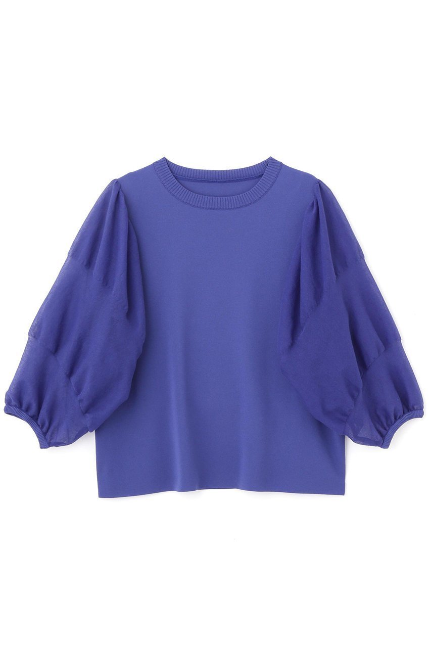 【アドーア/ADORE】のシアースリーブニット インテリア・キッズ・メンズ・レディースファッション・服の通販 founy(ファニー) 　ファッション　Fashion　レディースファッション　Fashion for Women　トップス・カットソー　Cut & Sew Tops　ニット　Knit Tops & Sweaters　カジュアルプルオーバー・ニットトップス　Pullovers & Knit Tops / Casual Pullovers　インナー　Innerwear　ギャザー　Gathered, Ruffled　ストレッチ　Stretch, Stretchy Fabric　スリーブ　Sleeve, Long Sleeve / Short Sleeve　ブルー|ID: prp329100004572950 ipo3291000000035783339