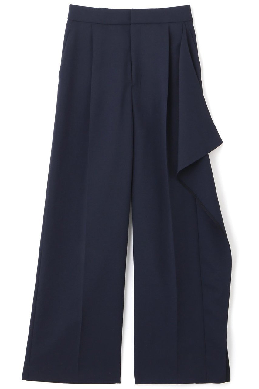 【アドーア/ADORE】のホロウツイルパンツ インテリア・キッズ・メンズ・レディースファッション・服の通販 founy(ファニー) 　ファッション　Fashion　レディースファッション　Fashion for Women　パンツ　Pants & Trousers　アシンメトリー　Asymmetrical Style　ツイル　Twist, Twisted Detail　フェミニン　Feminine, Girly　ラッフル　Ruffle, Frill　ネイビー|ID: prp329100004572973 ipo3291000000032363001