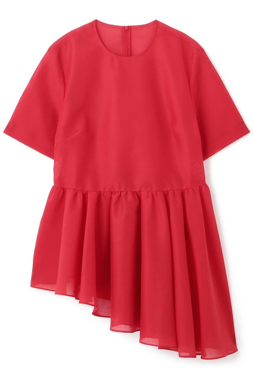 【アドーア/ADORE】のスパンオーガンジーブラウス インテリア・キッズ・メンズ・レディースファッション・服の通販 founy(ファニー) ファッション Fashion レディースファッション Fashion for Women トップス・カットソー Cut & Sew Tops シャツ・ブラウス・オフィスカジュアル Elegant Blouses & Button-Ups アシンメトリー Asymmetrical Style オケージョン Occasion Wear オーガンジー Organza Fabric ショート Short, Short Length スリーブ Sleeve, Long Sleeve / Short Sleeve ペプラム Peplum, Flared Hem レッド|ID: prp329100004572983 ipo3291000000035783370