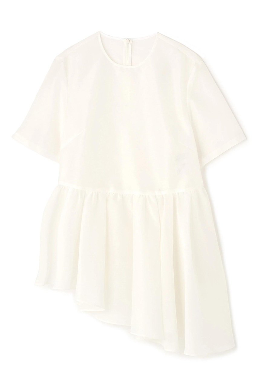 【アドーア/ADORE】のスパンオーガンジーブラウス インテリア・キッズ・メンズ・レディースファッション・服の通販 founy(ファニー) ファッション Fashion レディースファッション Fashion for Women トップス・カットソー Cut & Sew Tops シャツ・ブラウス・オフィスカジュアル Elegant Blouses & Button-Ups アシンメトリー Asymmetrical Style オケージョン Occasion Wear オーガンジー Organza Fabric ショート Short, Short Length スリーブ Sleeve, Long Sleeve / Short Sleeve ペプラム Peplum, Flared Hem ホワイト|ID: prp329100004572983 ipo3291000000035783371
