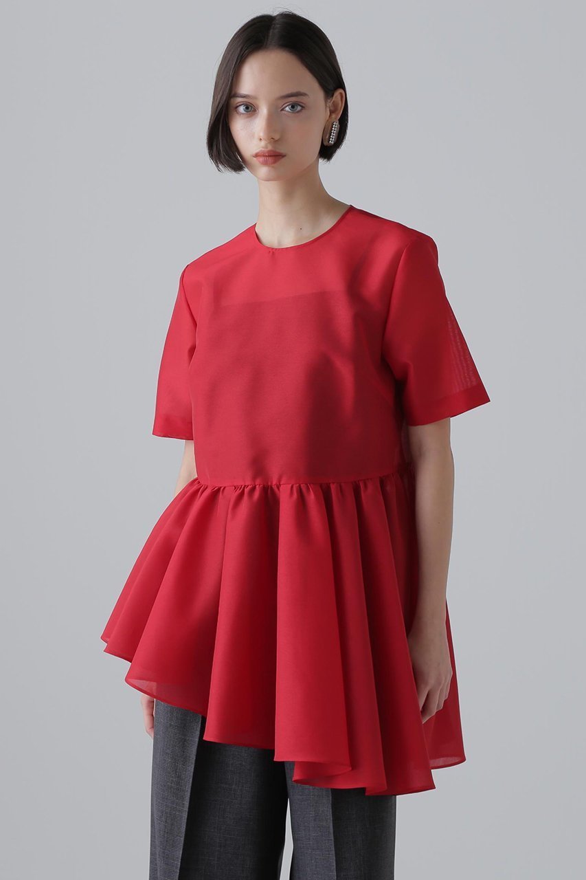 【アドーア/ADORE】のスパンオーガンジーブラウス 人気、トレンドファッション・服の通販 founy(ファニー) 　ファッション　Fashion　レディースファッション　Fashion for Women　トップス・カットソー　Cut & Sew Tops　シャツ・ブラウス・オフィスカジュアル　Elegant Blouses & Button-Ups　アシンメトリー　Asymmetrical Style　オケージョン　Occasion Wear　オーガンジー　Organza Fabric　ショート　Short, Short Length　スリーブ　Sleeve, Long Sleeve / Short Sleeve　ペプラム　Peplum, Flared Hem　other-2|ID: prp329100004572983 ipo3291000000035878292