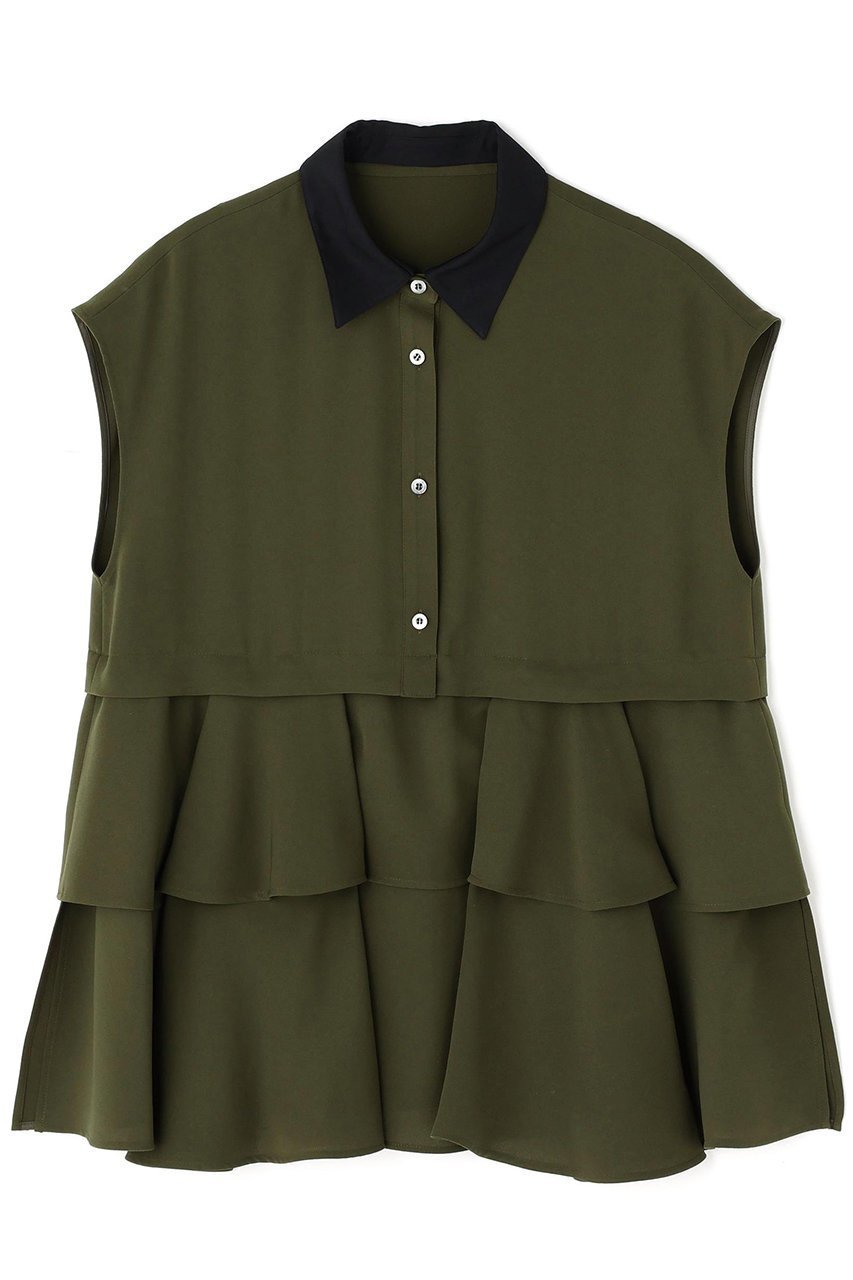【アドーア/ADORE】のドライタッチジョーゼットブラウス インテリア・キッズ・メンズ・レディースファッション・服の通販 founy(ファニー) 　ファッション　Fashion　レディースファッション　Fashion for Women　トップス・カットソー　Cut & Sew Tops　キャミソール&ノースリーブ　Camisoles & Sleeveless Tops　シャツ・ブラウス・オフィスカジュアル　Elegant Blouses & Button-Ups　おすすめ　Recommended / Our Picks　ストレッチ　Stretch, Stretchy Fabric　セットアップ　Set-Up, Coordinated Outfit　ノースリーブ　Sleeveless, No-Sleeve　ペプラム　Peplum, Flared Hem　ビジネス 仕事 通勤　Business / Work / Commuting　カーキ|ID: prp329100004572986 ipo3291000000032905124