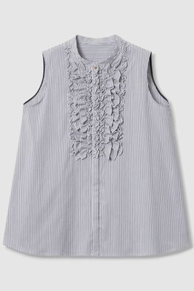 【アナイ/ANAYI】のタイプライターノースリフリル ブラウス 人気、トレンドファッション・服の通販 founy(ファニー) ファッション Fashion レディースファッション WOMEN トップス・カットソー Tops/Tshirt キャミソール / ノースリーブ No Sleeves シャツ/ブラウス Shirts/Blouses おすすめ Recommend ストライプ Stripe タイプライター Typewriter ノースリーブ No Sleeve フリル Frills フレア Flare フロント Front ボトム Bottom NEW・新作・新着・新入荷 New Arrivals 無地 Plain Color |ID:prp329100004573019