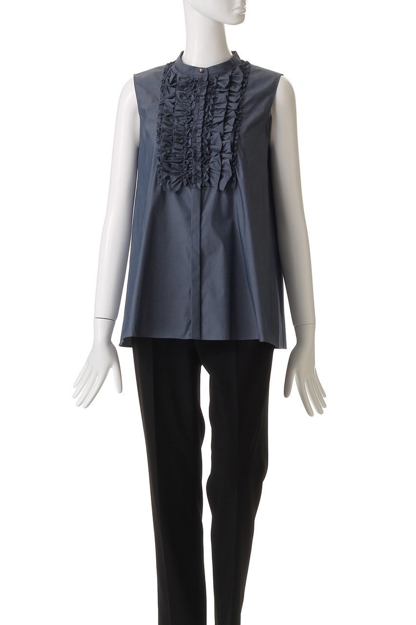 【アナイ/ANAYI】のタイプライターノースリフリル ブラウス 人気、トレンドファッション・服の通販 founy(ファニー) 　ファッション　Fashion　レディースファッション　Fashion for Women　トップス・カットソー　Cut & Sew Tops　キャミソール&ノースリーブ　Camisoles & Sleeveless Tops　シャツ・ブラウス・オフィスカジュアル　Elegant Blouses & Button-Ups　おすすめ　Recommended / Our Picks　ストライプ　Stripe, Striped Pattern　タイプライター　Typewriter Fabric, Crisp Cotton　ノースリーブ　Sleeveless, No-Sleeve　フリル　Frill, Ruffle　フレア　Flare, Flared　フロント　Front, Front Design　ボトム　Bottoms, Lower Wear　無地　Plain, Solid Color　other-2|ID: prp329100004573019 ipo3291000000033706670