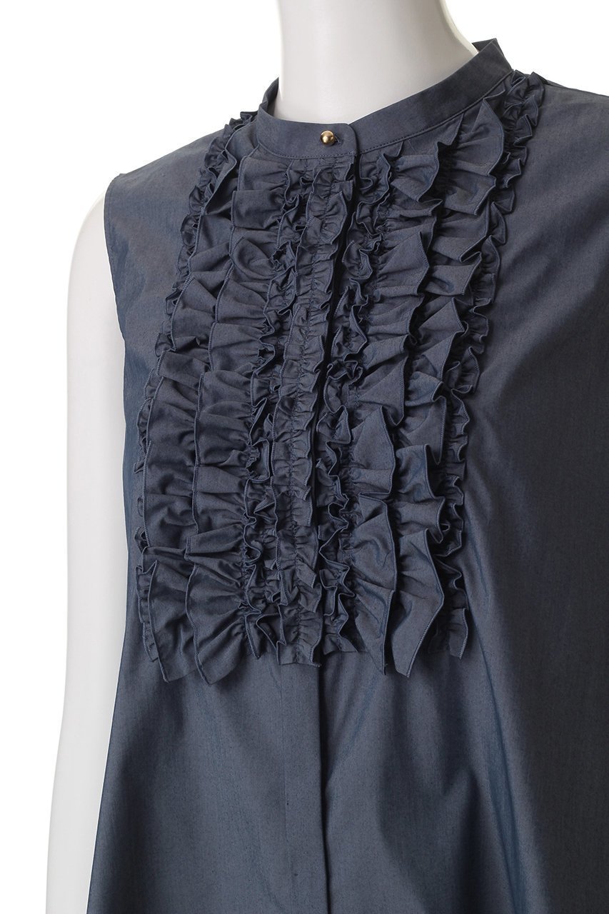 【アナイ/ANAYI】のタイプライターノースリフリル ブラウス 人気、トレンドファッション・服の通販 founy(ファニー) 　ファッション　Fashion　レディースファッション　Fashion for Women　トップス・カットソー　Cut & Sew Tops　キャミソール&ノースリーブ　Camisoles & Sleeveless Tops　シャツ・ブラウス・オフィスカジュアル　Elegant Blouses & Button-Ups　おすすめ　Recommended / Our Picks　ストライプ　Stripe, Striped Pattern　タイプライター　Typewriter Fabric, Crisp Cotton　ノースリーブ　Sleeveless, No-Sleeve　フリル　Frill, Ruffle　フレア　Flare, Flared　フロント　Front, Front Design　ボトム　Bottoms, Lower Wear　無地　Plain, Solid Color　other-5|ID: prp329100004573019 ipo3291000000036064940