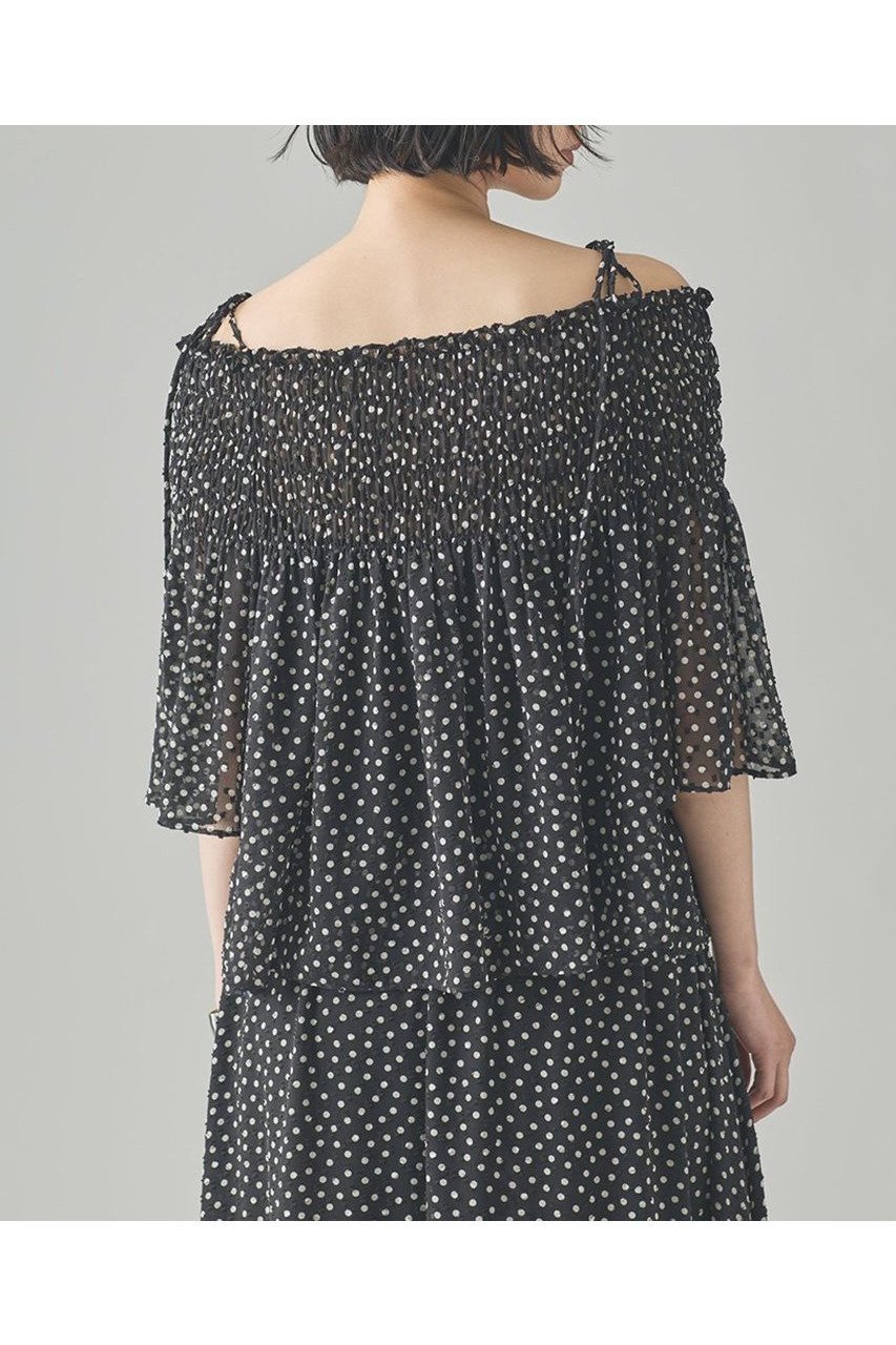 【カレンソロジー/Curensology】のドットジャガードブラウス 人気、トレンドファッション・服の通販 founy(ファニー) 　ファッション　Fashion　レディースファッション　WOMEN　トップス・カットソー　Tops/Tshirt　シャツ/ブラウス　Shirts/Blouses　おすすめ　Recommend　カーゴパンツ　Cargo Pants　キャミソール　Camisole　シフォン　Chiffon　ショート　Short　ジャカード　Jacquard　スリーブ　Sleeve　セットアップ　Set Up　デニム　Denim　プリント　Print　夏　Summer　NEW・新作・新着・新入荷　New Arrivals　日本製　Made In Japan　水玉　Polka Dots　other-3|ID: prp329100004573028 ipo3291000000032363411