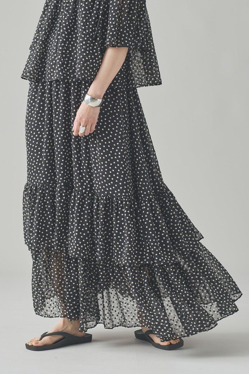 【カレンソロジー/Curensology】のドットジャガードスカート 人気、トレンドファッション・服の通販 founy(ファニー) 　ファッション　Fashion　レディースファッション　WOMEN　スカート　Skirt　ロングスカート　Long Skirt　サマー　Summer　シアー　Sheer　シフォン　Chiffon　ジャカード　Jacquard　セットアップ　Set Up　ティアードスカート　Tiered Skirt　プリント　Print　ロング　Long　NEW・新作・新着・新入荷　New Arrivals　日本製　Made In Japan　水玉　Polka Dots　other-2|ID: prp329100004573030 ipo3291000000032363424