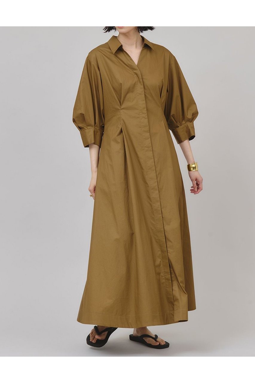 【カレンソロジー/Curensology】のタックシャツワンピース インテリア・キッズ・メンズ・レディースファッション・服の通販 founy(ファニー) 　ファッション　Fashion　レディースファッション　WOMEN　ワンピース　Dress　シャツワンピース　Shirt Dresses　チュニック　Tunic　サンダル　Sandals　シェイプ　Shape　チュニック　Tunic　ロング　Long　NEW・新作・新着・新入荷　New Arrivals　ベージュ|ID: prp329100004573031 ipo3291000000032363436